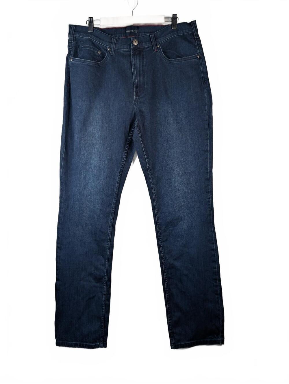 JACHS New York Men's Straight Fit Comfort Stretch Jeans Dark Blue 38x34